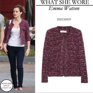 Isabel Marant Etoile Tweed Jacket Pink ASO Emma Watson Size XS
